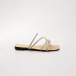 Women's Rhinestone Flat Sandals with Lace-Up Open Toe Slippers