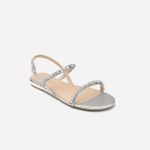 Cute Lace-Up Rhinestone Open-Toe Flats