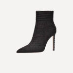 Knit Textured Stiletto Heel Women's Ankle Boots